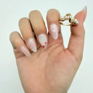 Pink Heart Press-On Nails