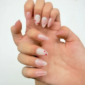 Pink Heart Press-On Nails