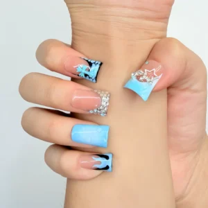 Baby Blue Cross Press-On Nails