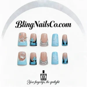 Baby Blue Cross Press-On Nails