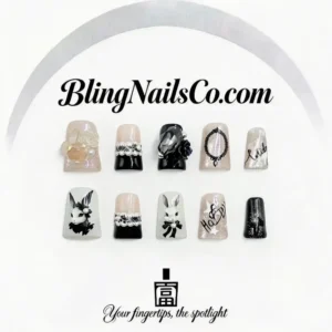 Black and White Bunny Press-On Nails