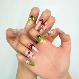 Christmas Bow Press-On Nails