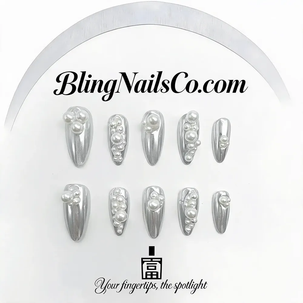 Chrome Pearl Press-On Nails