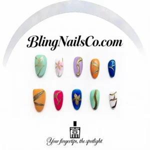 Colorful Gold Line Press-On Nails