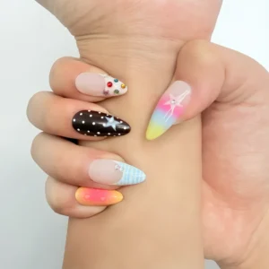 Colorful Star Press-On Nails