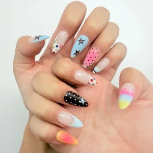 Colorful Star Press-On Nails