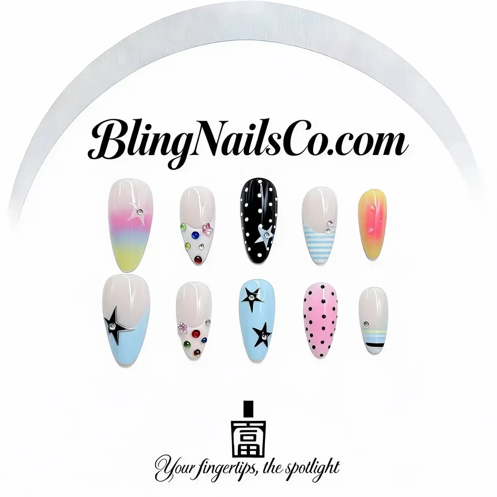 Colorful Star Press-On Nails