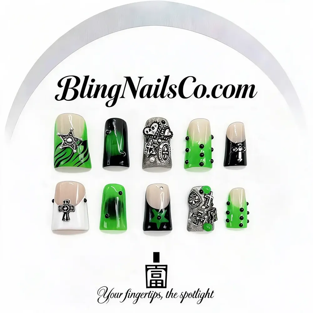 Green Gothic Press-On Nails
