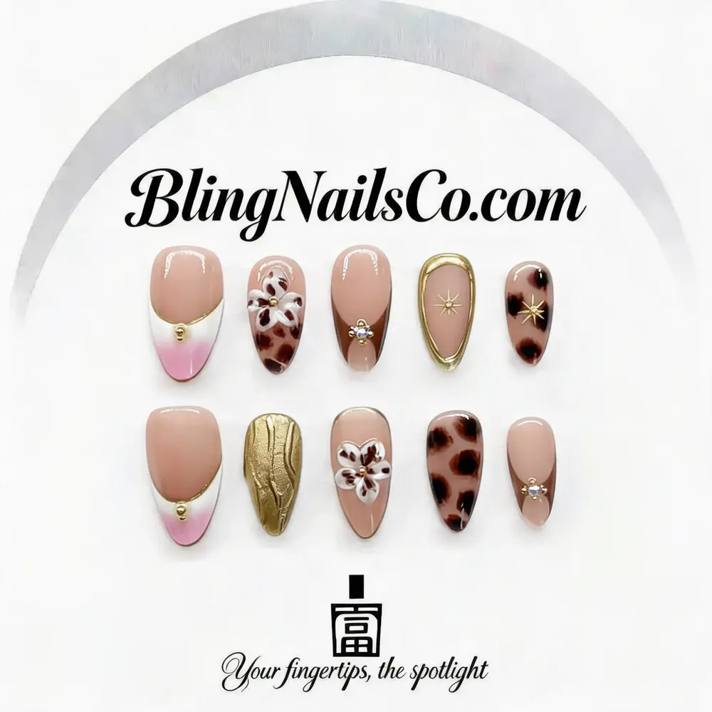 Leopard Floral Press-On Nails
