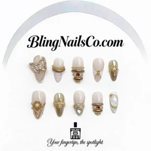 Luxury Gold Pearl Press-On Nails