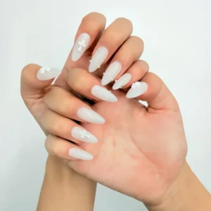 Milky White Cross Press-On Nails