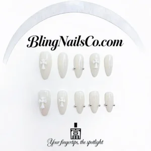 Milky White Cross Press-On Nails