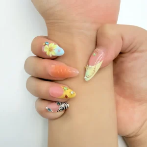 Pastel Zebra Floral Press-On Nails