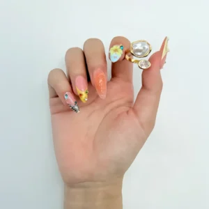Pastel Zebra Floral Press-On Nails