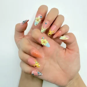 Pastel Zebra Floral Press-On Nails