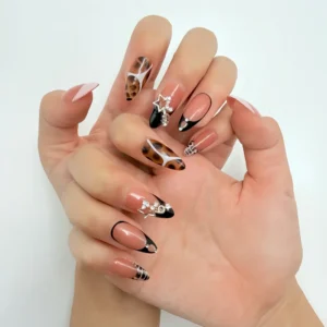 Pink Black Leopard Press-On Nails
