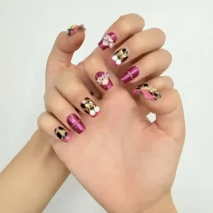 Pink Chrome Leopard Press-On Nails