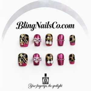 Pink Chrome Leopard Press-On Nails