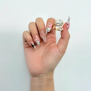 Pink Floral Press-On Nails