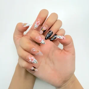 Pink Floral Press-On Nails