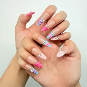 Pink Polka Dot Press-On Nails