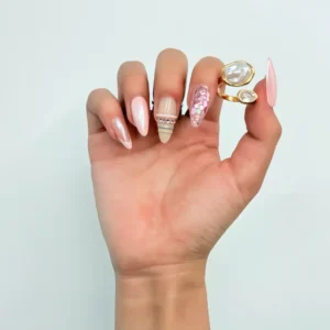 Pink Yellow Glitter Press-On Nails