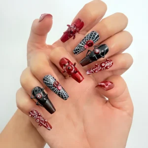 Red Black Spider Press-On Nails