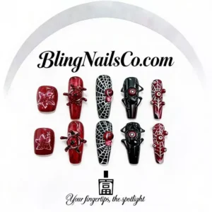 Red Black Spider Press-On Nails