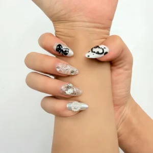 Silver Chrome Star Press-On Nails