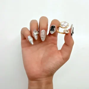Silver Chrome Star Press-On Nails