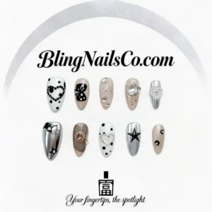 Silver Chrome Star Press-On Nails