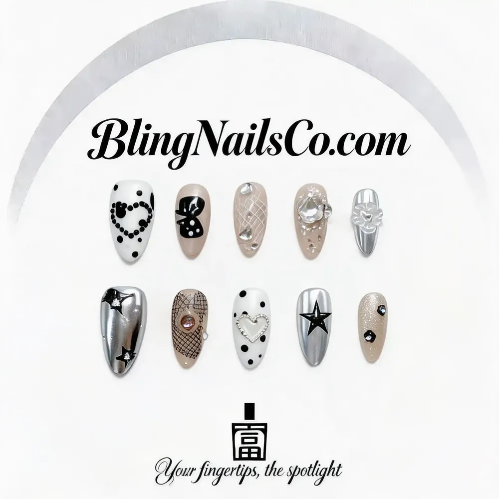 Silver Chrome Star Press-On Nails
