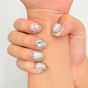 Silver Glitter Crystal Press-On Nails