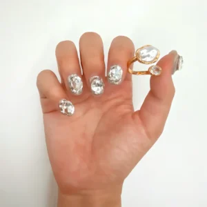 Silver Glitter Crystal Press-On Nails