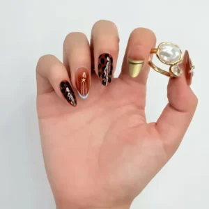 Terracotta Leopard Floral Press-On Nails